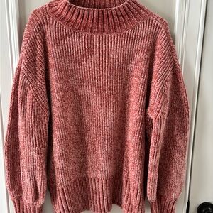 Cynthia Rowley Red Ribbed Turtleneck Sweater